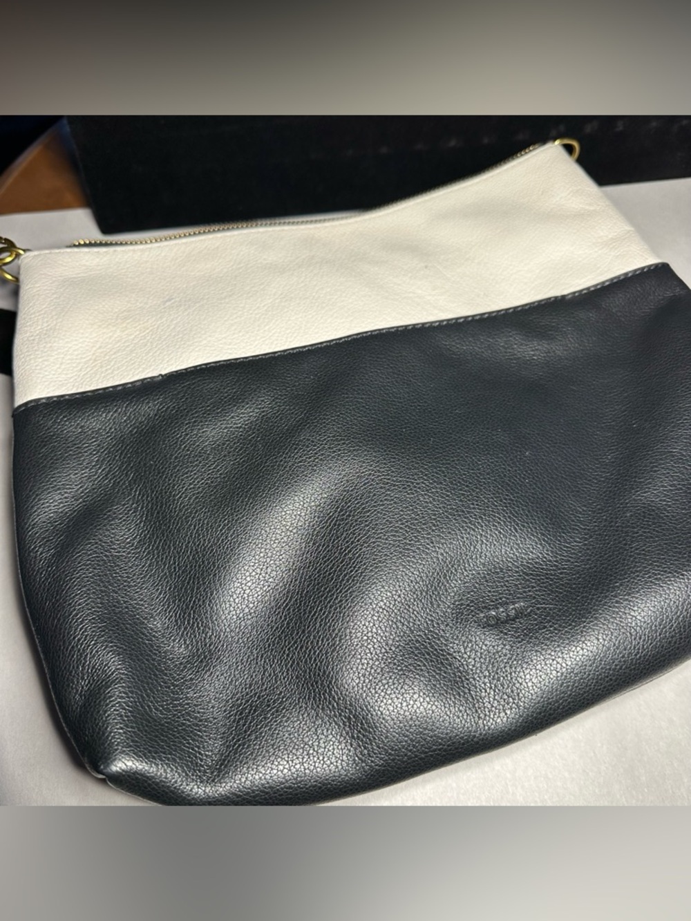 Fossil Two-Tone Black and White Leather Crossbody Bag